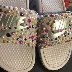 Embellished Nike slides